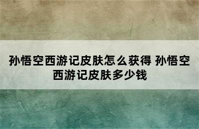 孙悟空西游记皮肤怎么获得 孙悟空西游记皮肤多少钱